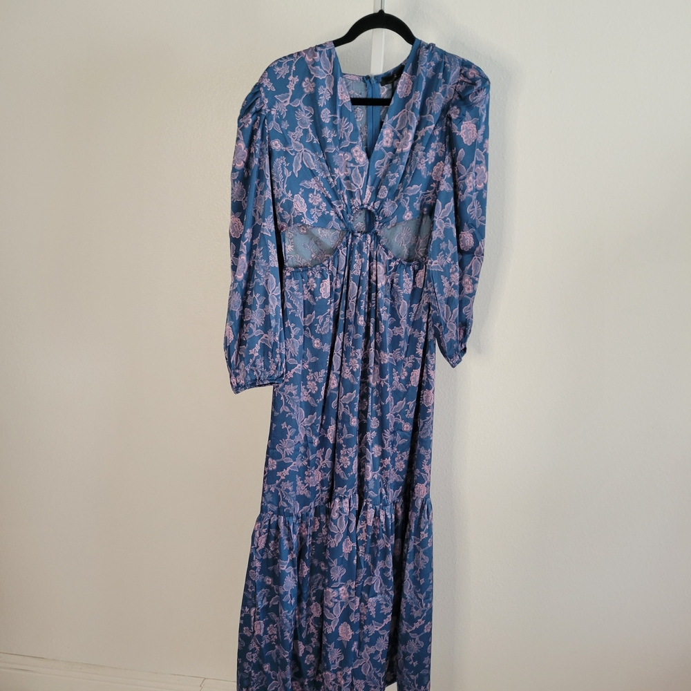 Floral Blue and Pink Maxi Dress